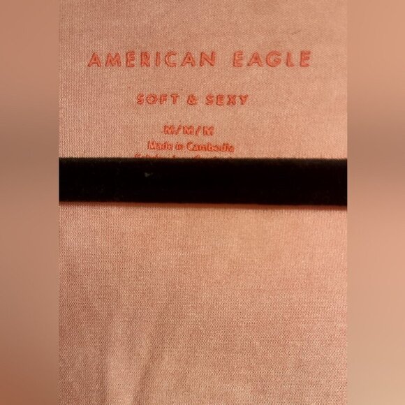 NWT Lot of 2 Aerie Distressed peach and green V neck V-Neck Boyfriend T-Shirt M - Picture 4 of 7